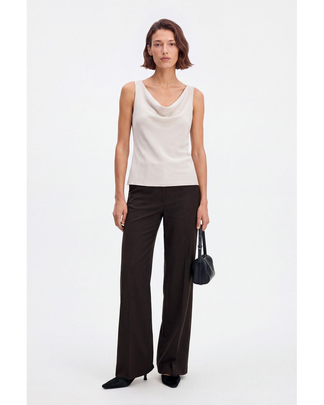 Filippa K White Draped Waterfall Top