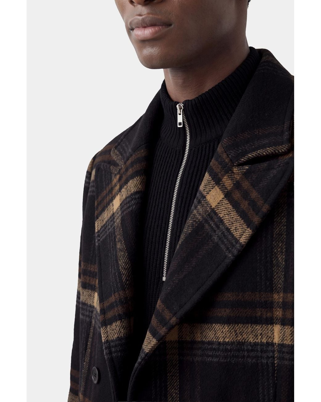 Filippa K Black Damian Check Wool Coat for men