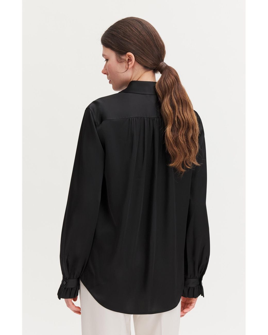 Filippa K Black Gathered Detail Blouse