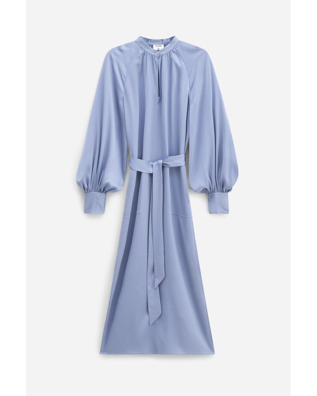 Filippa K Blue Belted Long Sleeve Dress
