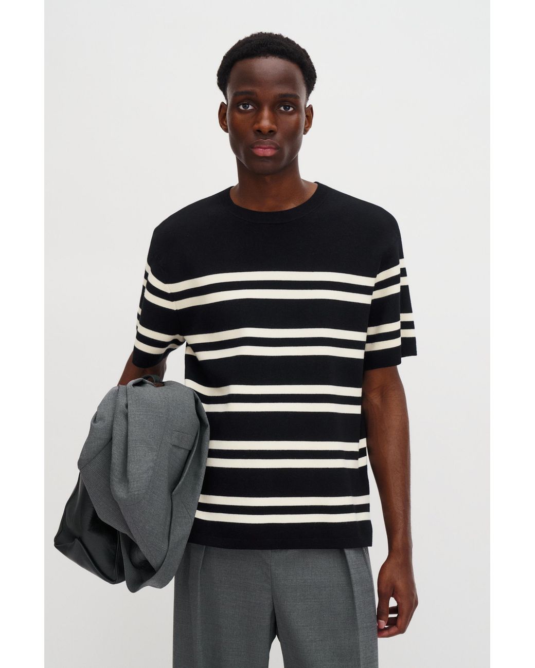 Filippa K Black Milano Knit T-Shirt for men