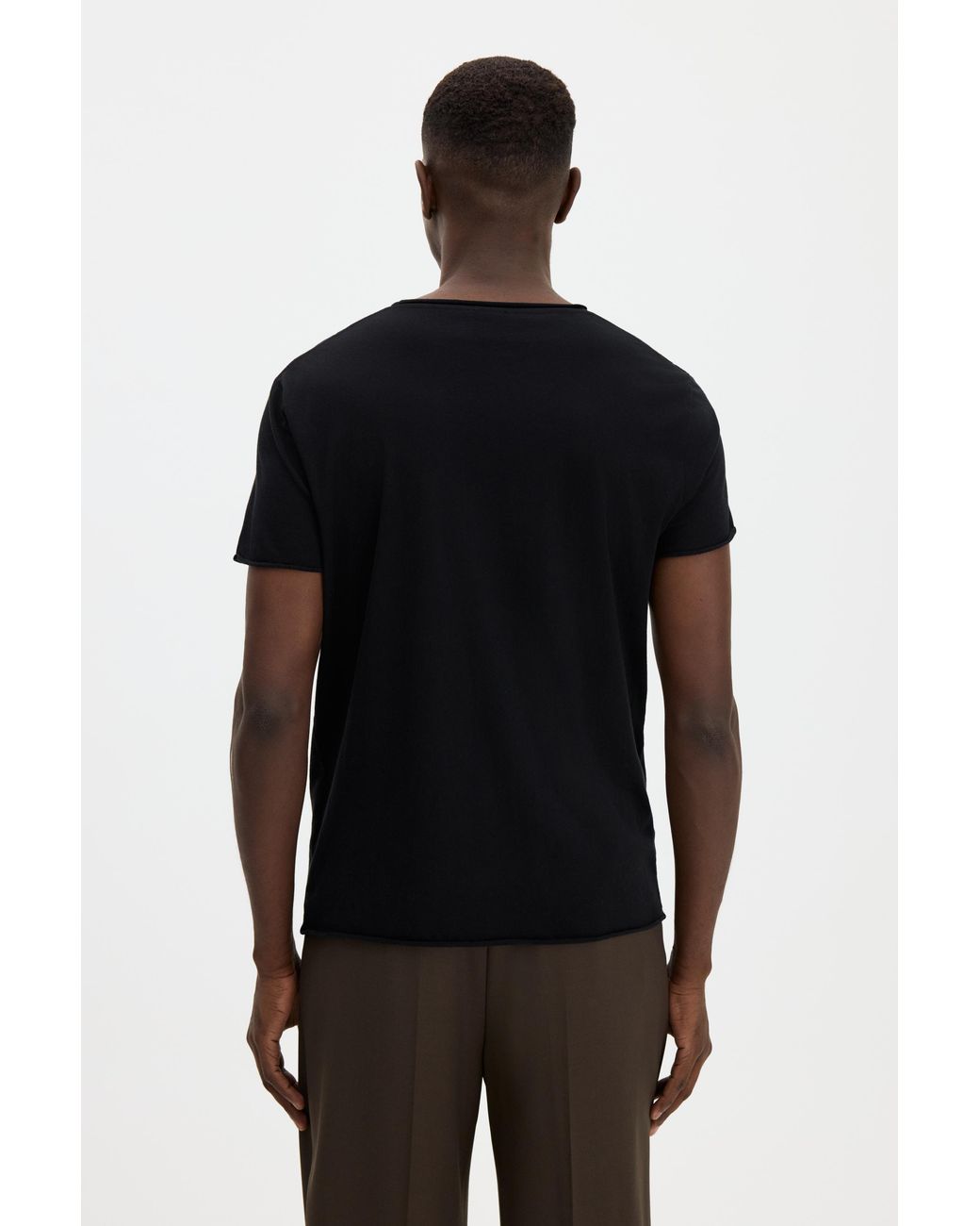 Filippa K Black Roll Neck Tee for men