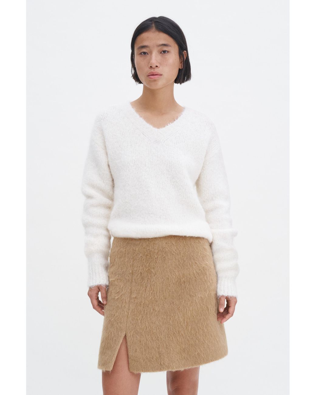 Filippa K White Hairy Wool Blend Mini Skirt