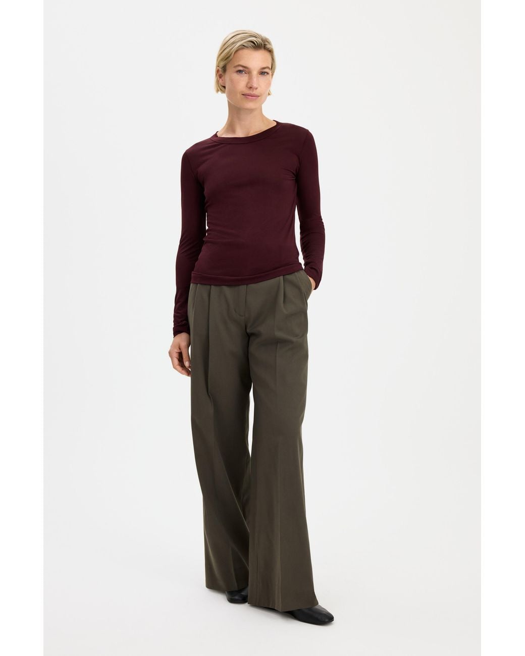 Filippa K Red Scooped Longsleeve Top