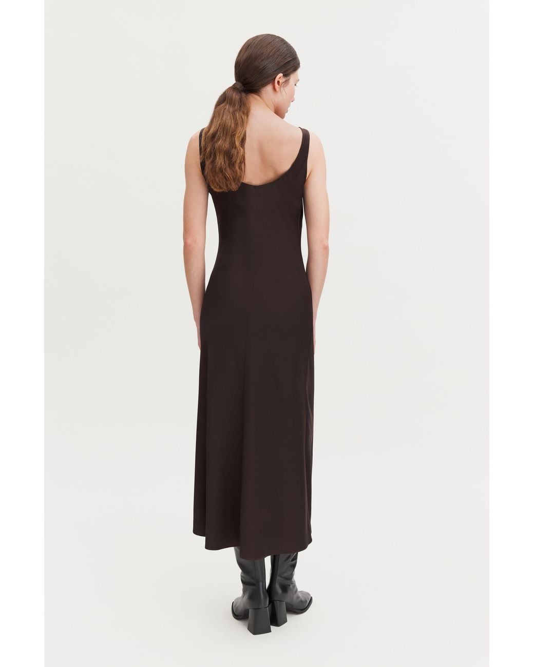 Filippa K Brown Waterfall Strap Dress