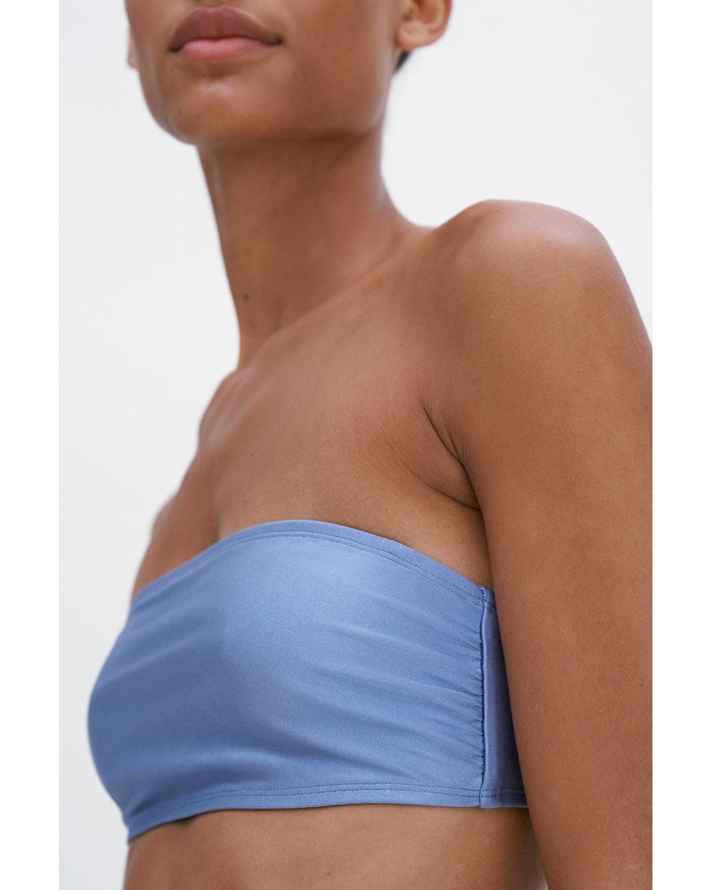 Filippa K Blue Shimmer Bandeau Bikini Top