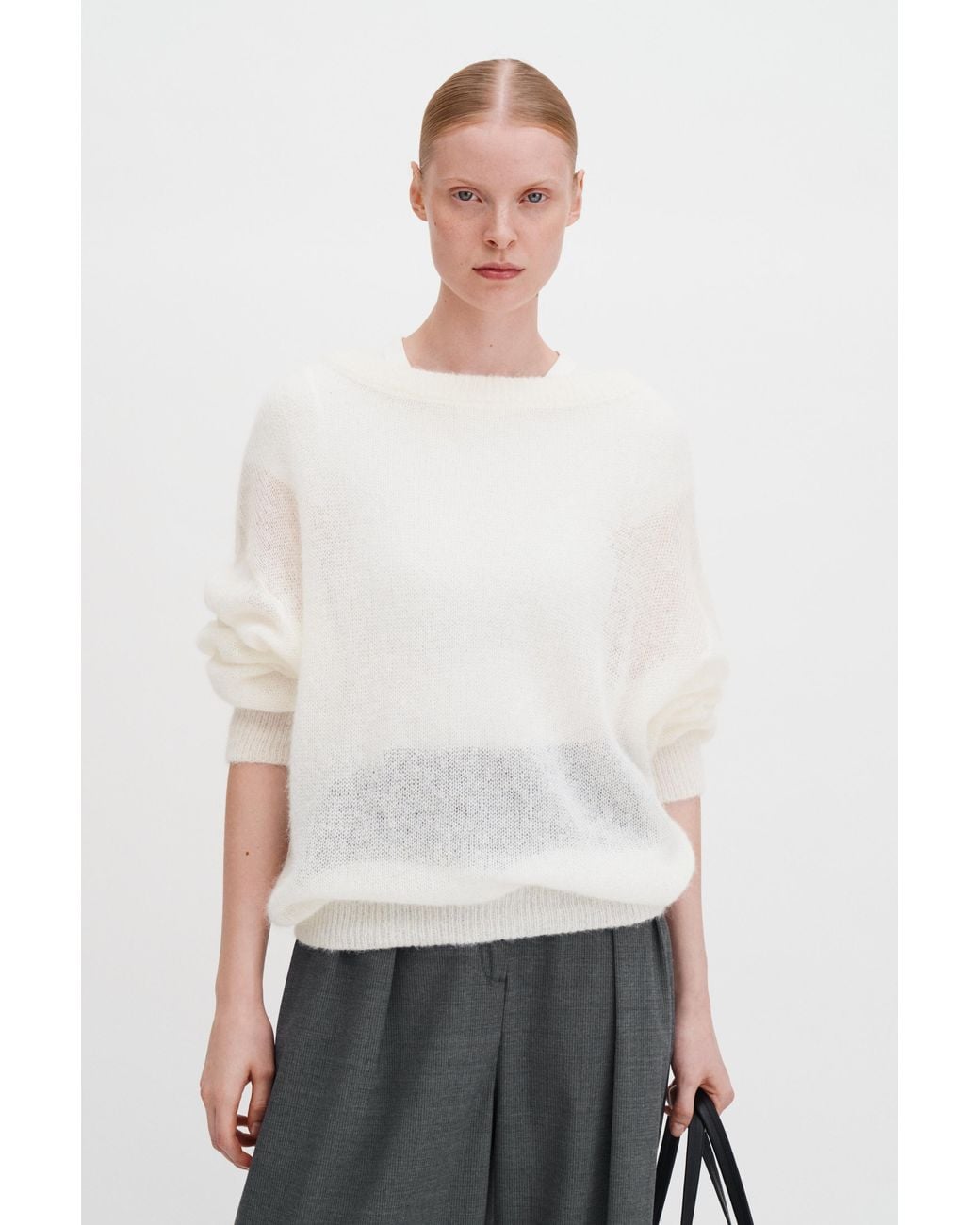 Filippa K White Boatneck Alpaca Sweater