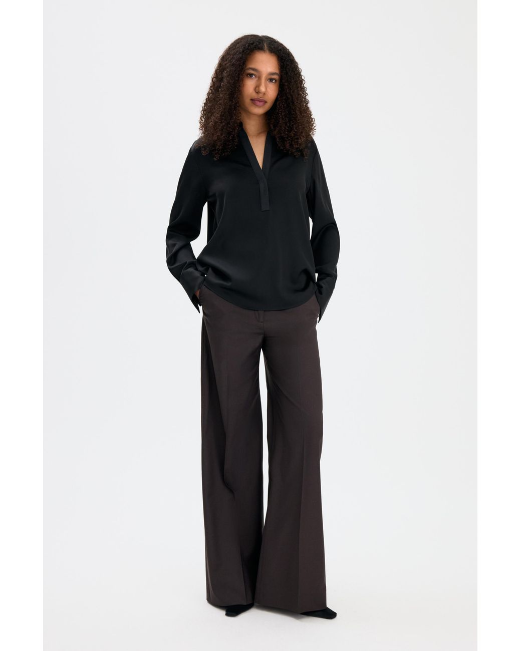 Filippa K Black Half Placket Blouse