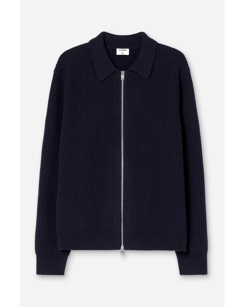 Filippa K Blue Ribbed Wool Zip Cardigan for men