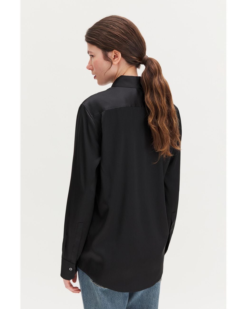 Filippa K Black Vertical Lace Detail Shirt