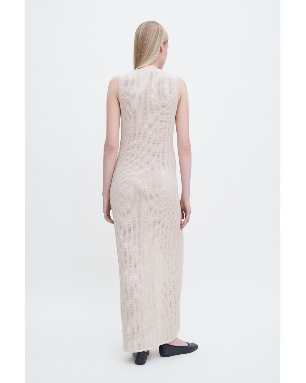 Filippa K Natural Buttoned Mesh Knit Dress