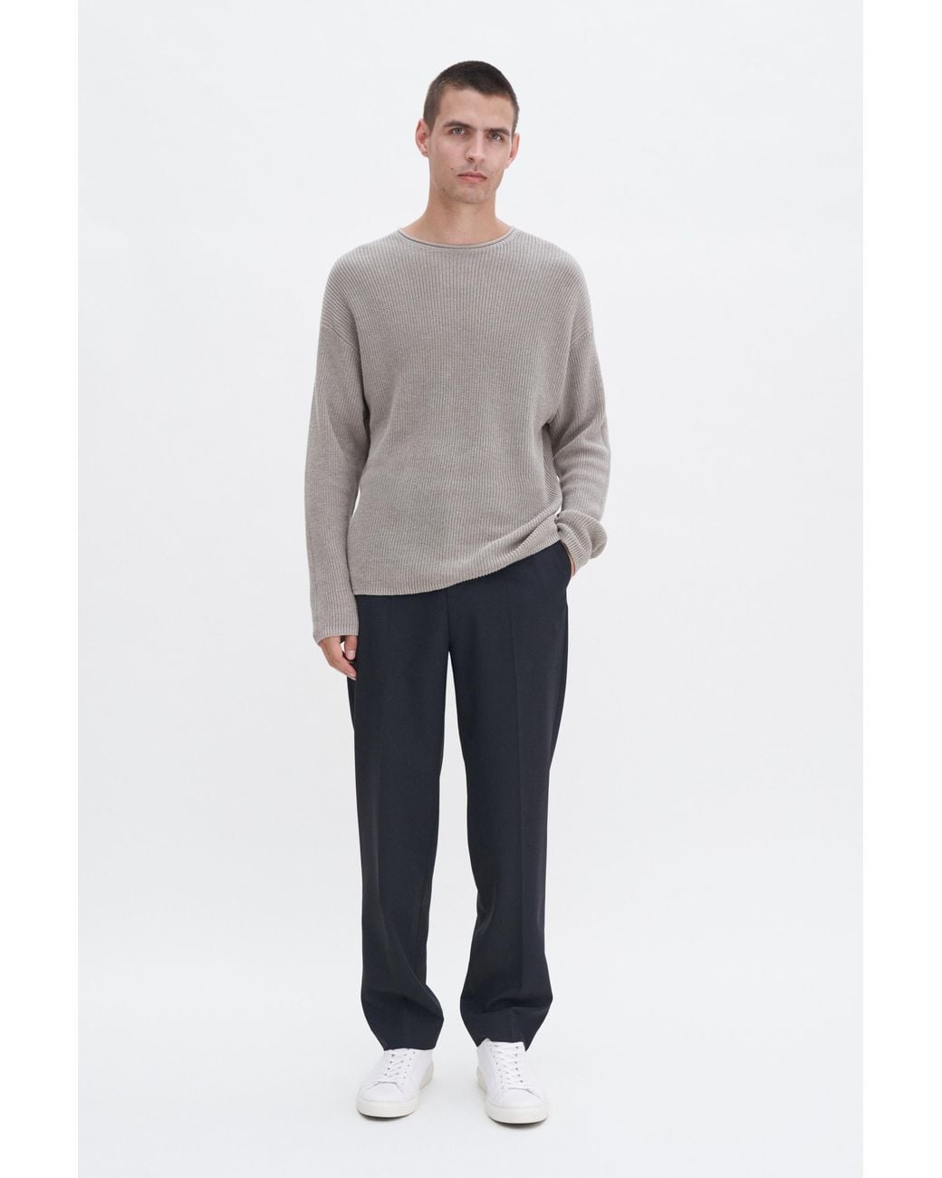 Filippa K Gray Relaxed Linen Sweater for men