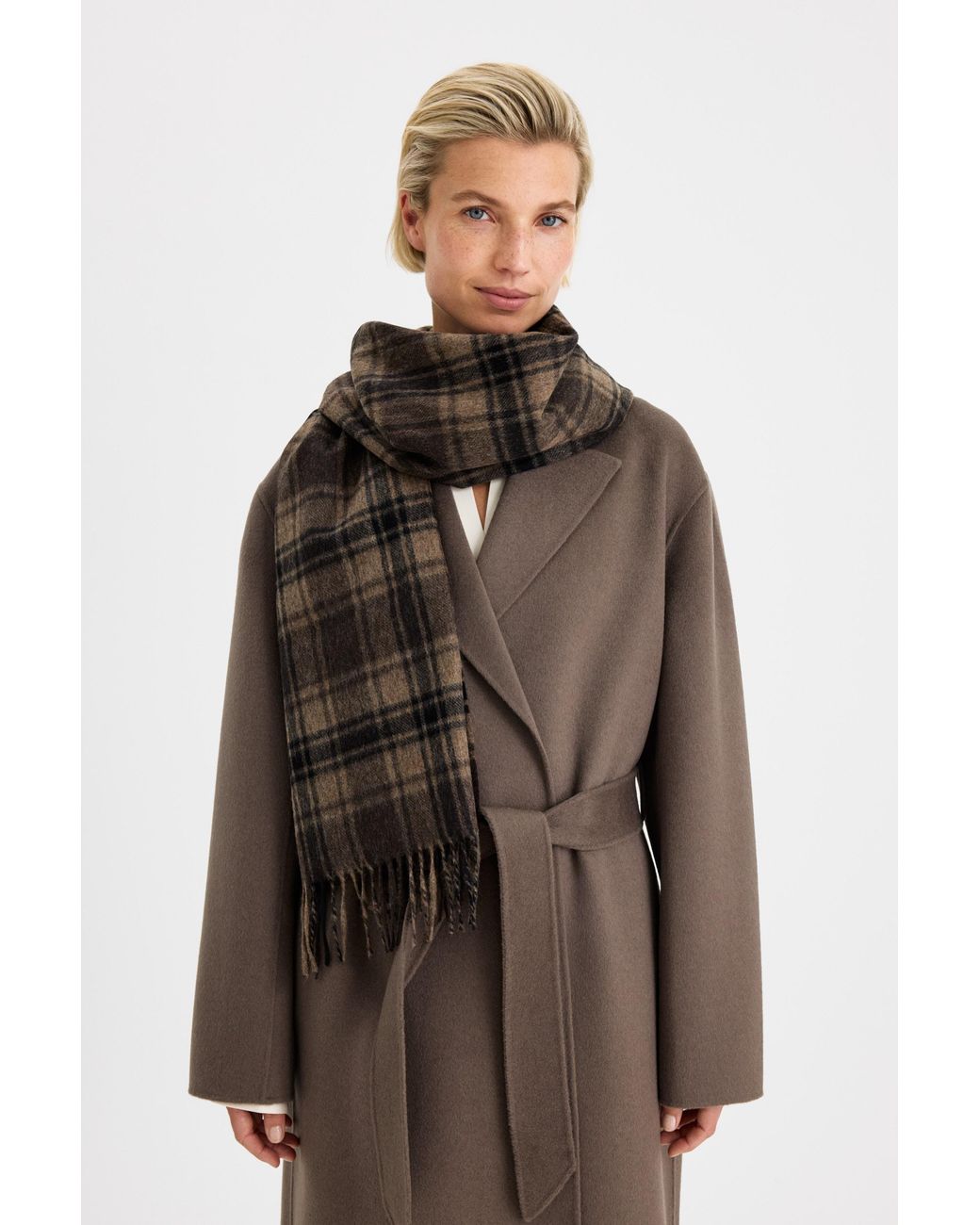 Filippa K Black Merino Check Scarf