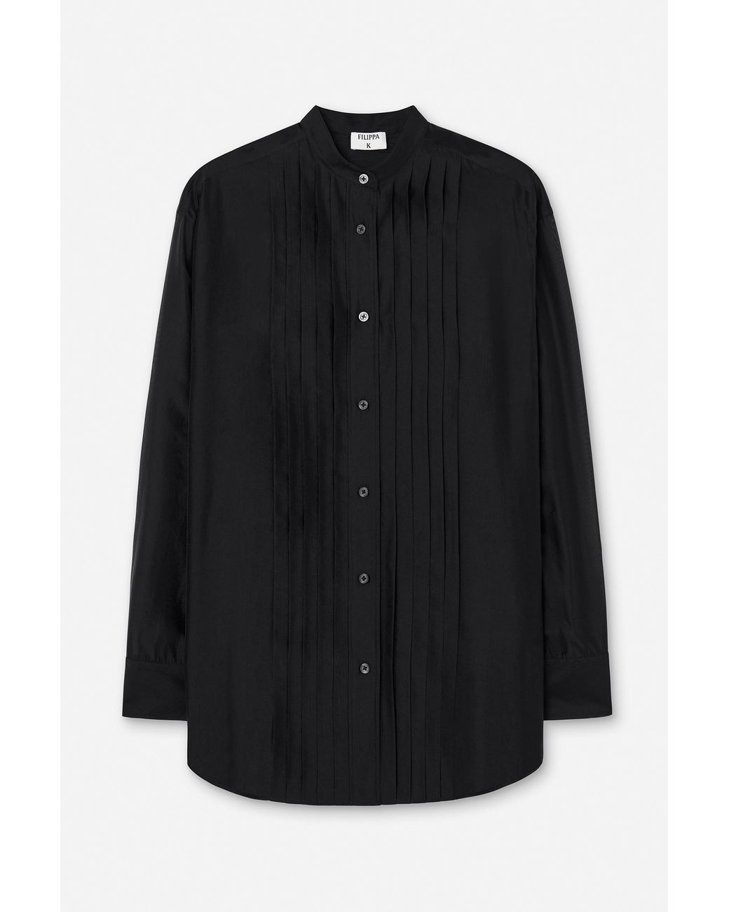 Filippa K Black Pleated Stand Collar Shirt