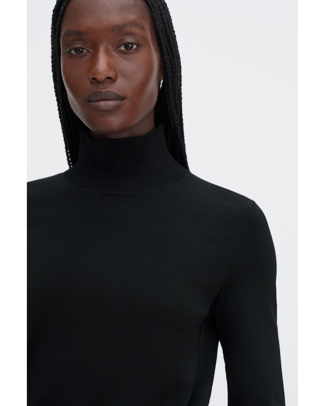 Filippa K Blue Glossy Knit Turtleneck Sweater