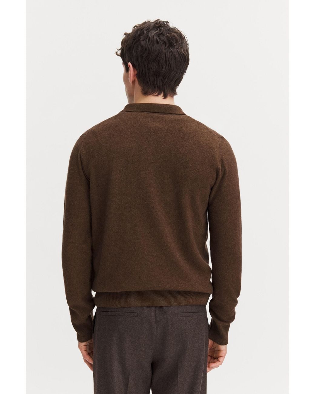 Filippa K Brown Soft Wool Polo Shirt for men