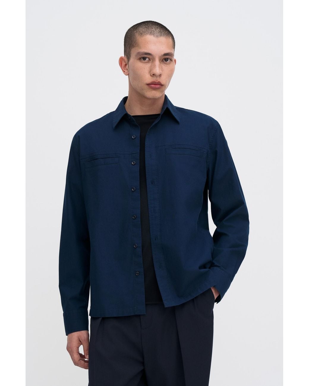 Filippa K Blue Welt Pocket Shirt for men