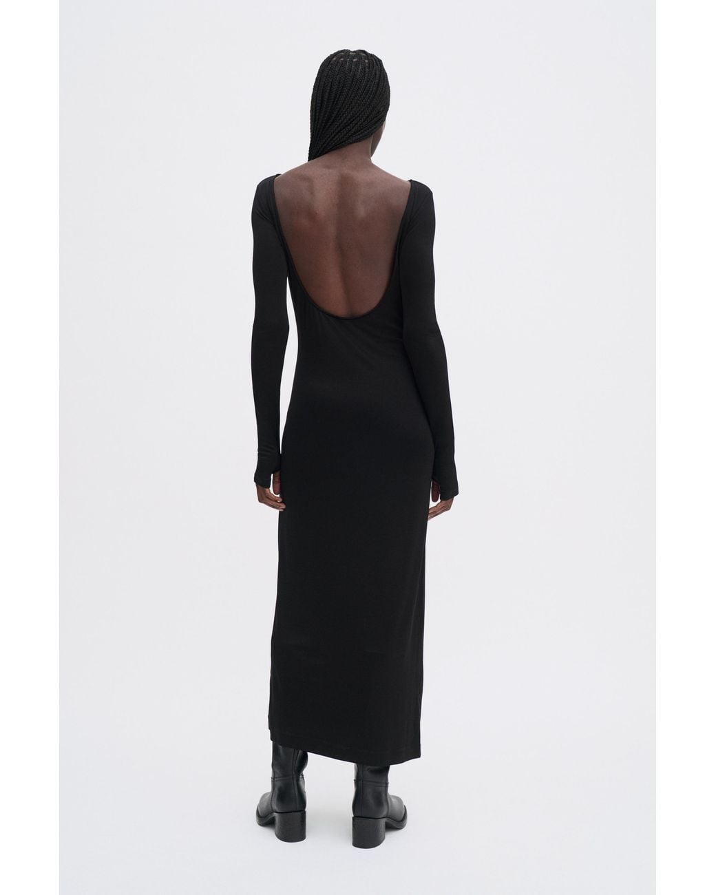 Filippa K Black Scooped Back Jersey Dress