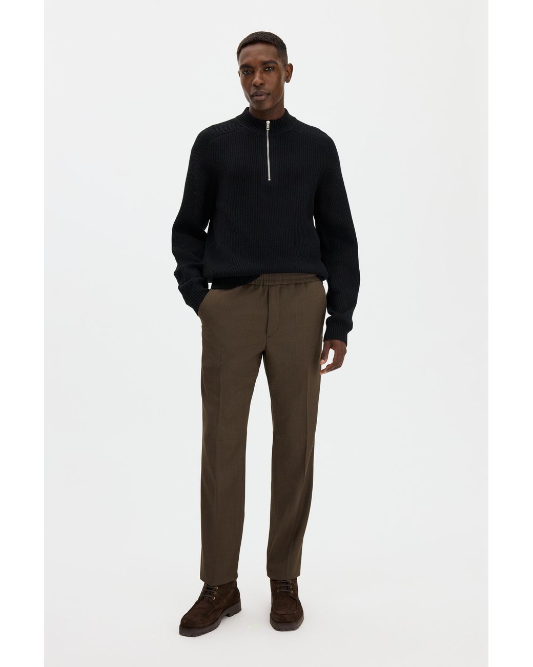 Filippa K Black Wool Half Zip Sweater for men