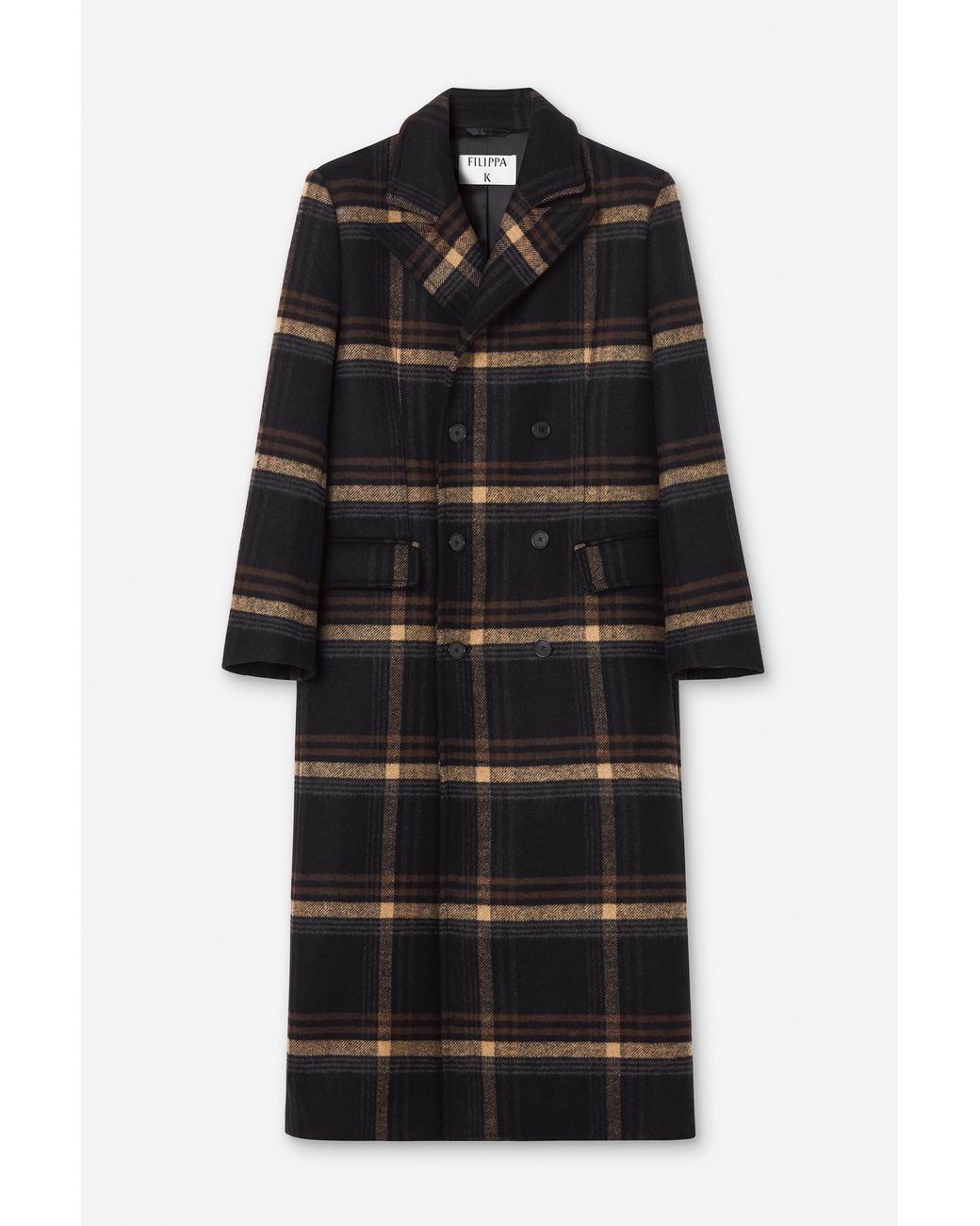 Filippa K Black Damian Check Wool Coat for men