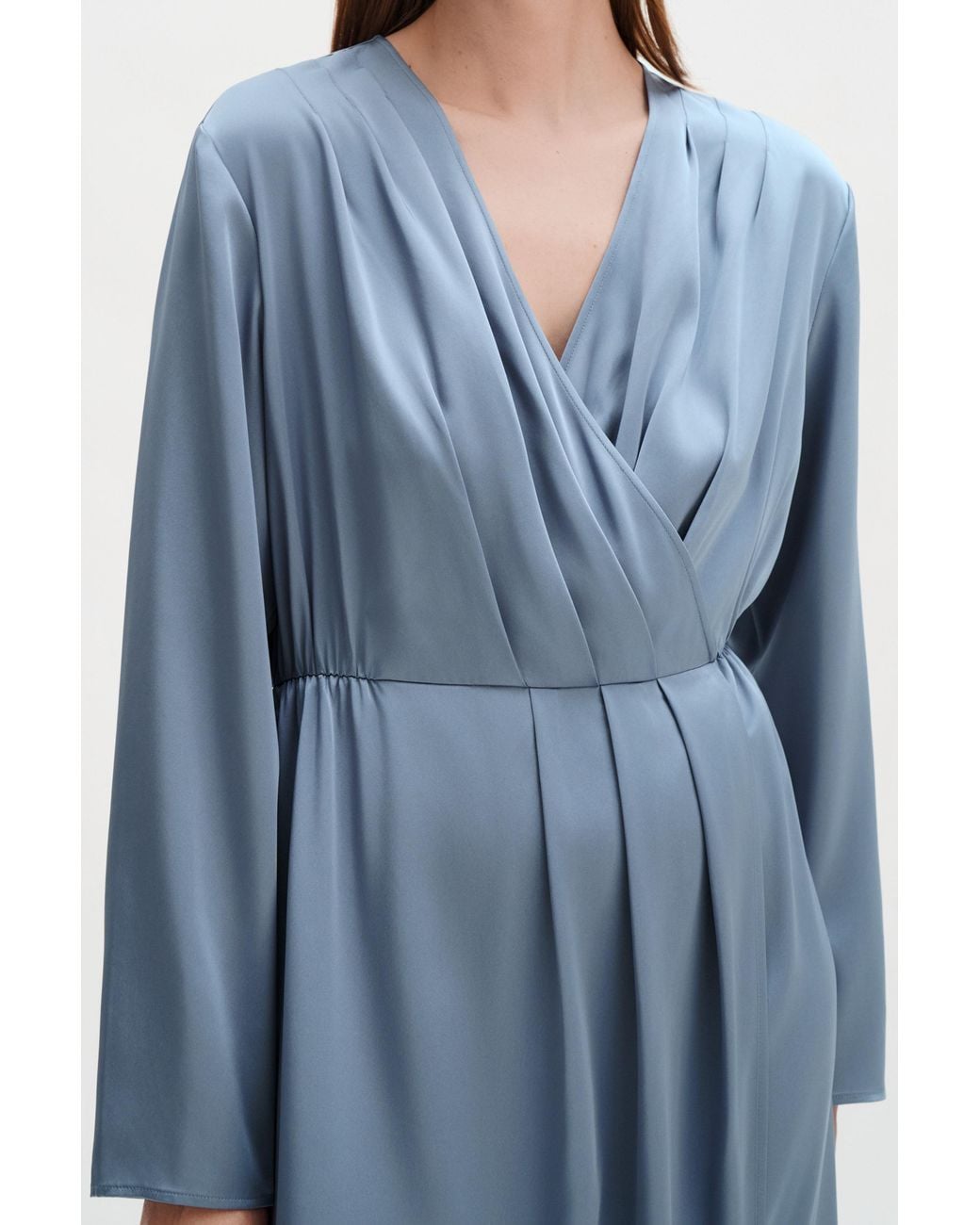 Filippa K Blue Pleated Wrap Dress