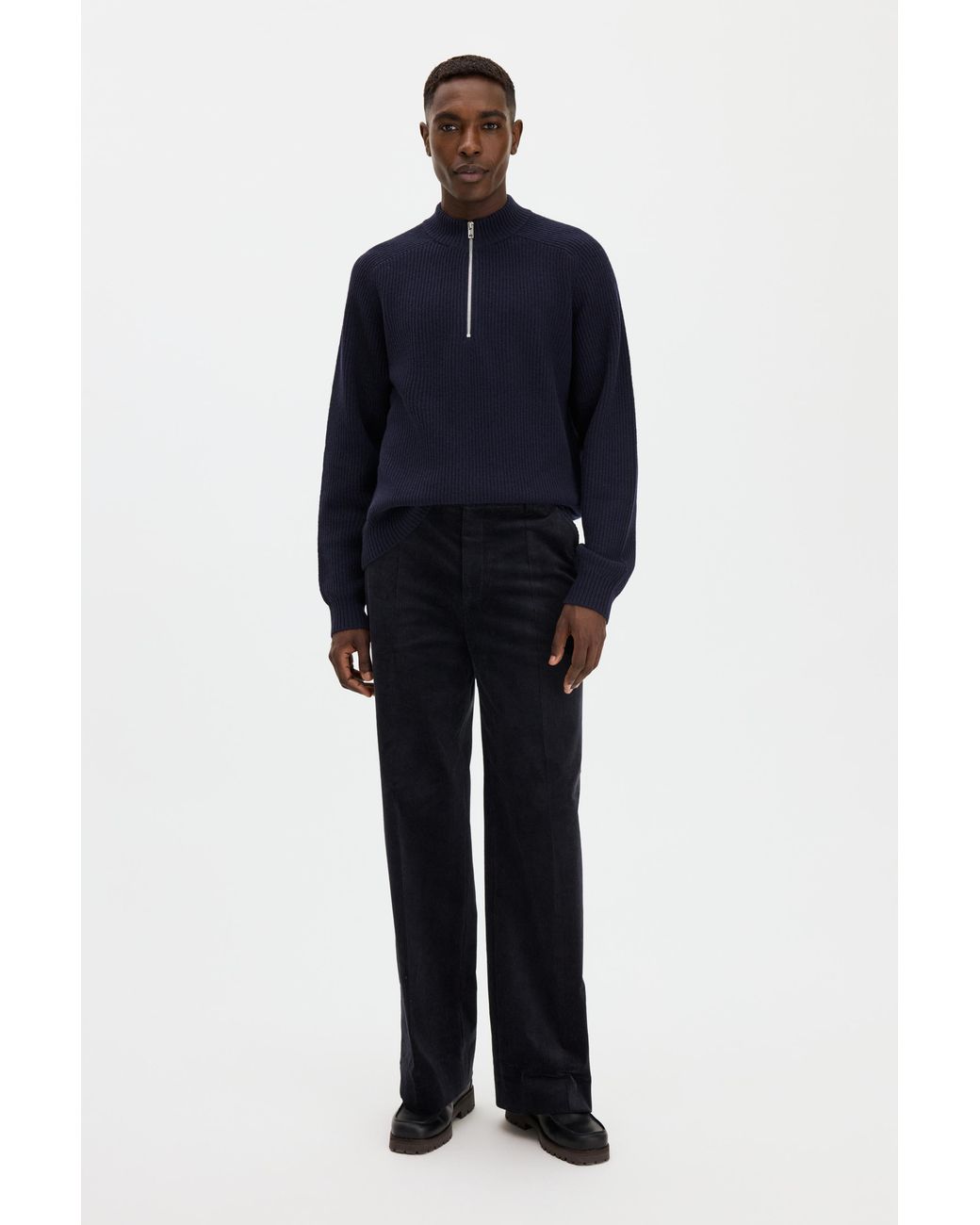 Filippa K Blue Wool Half Zip Sweater for men