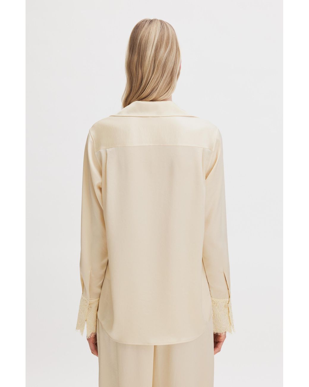 Filippa K Natural Lace Cuff Detail Blouse
