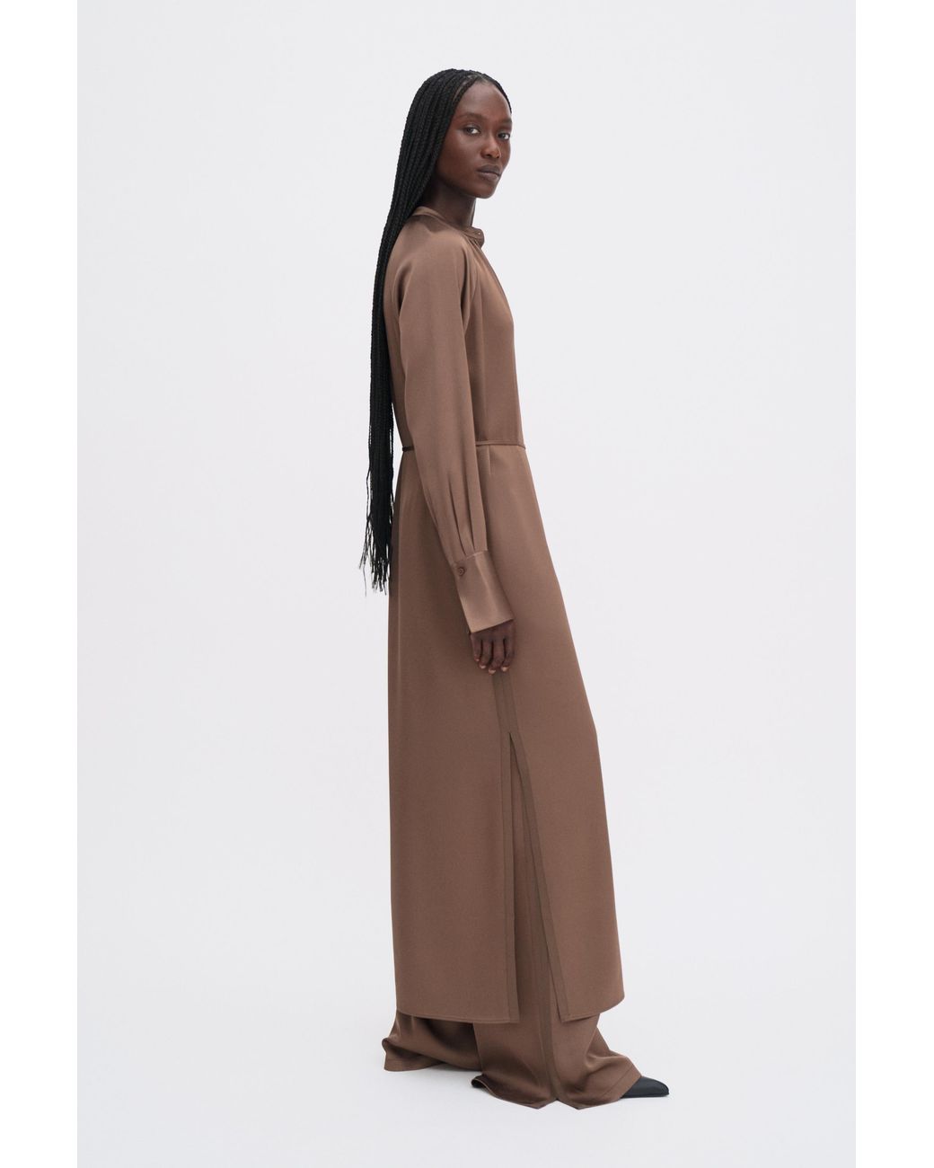 Filippa K Brown Gathered Raglan Dress