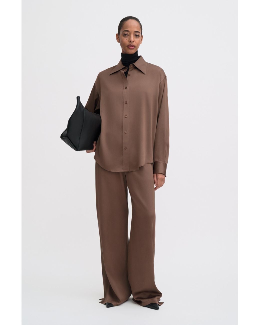 Filippa K Brown Satin Shirt