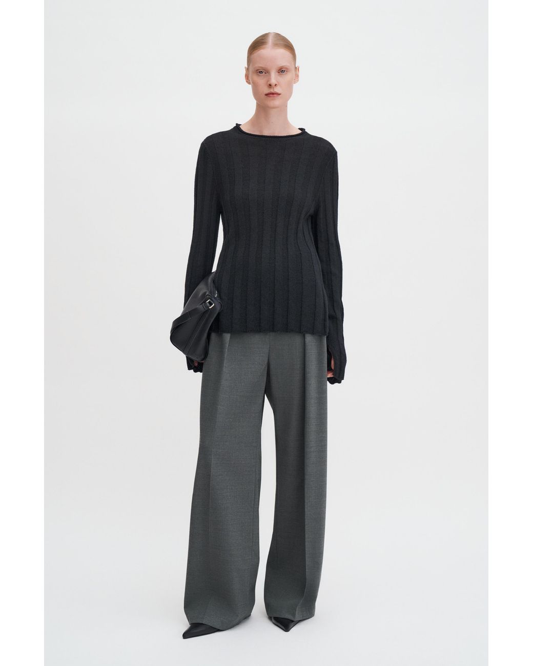 Filippa K Black Linen Rib Sweater