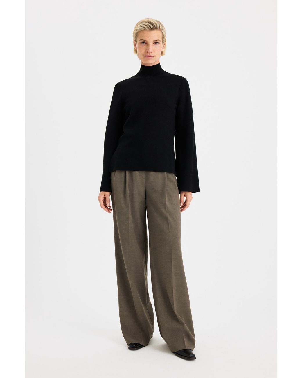 Filippa K Black Milano Knit Mock Neck Top