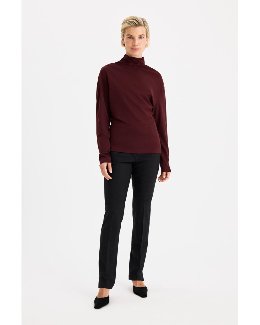 Filippa K Red Twisted Neck Top