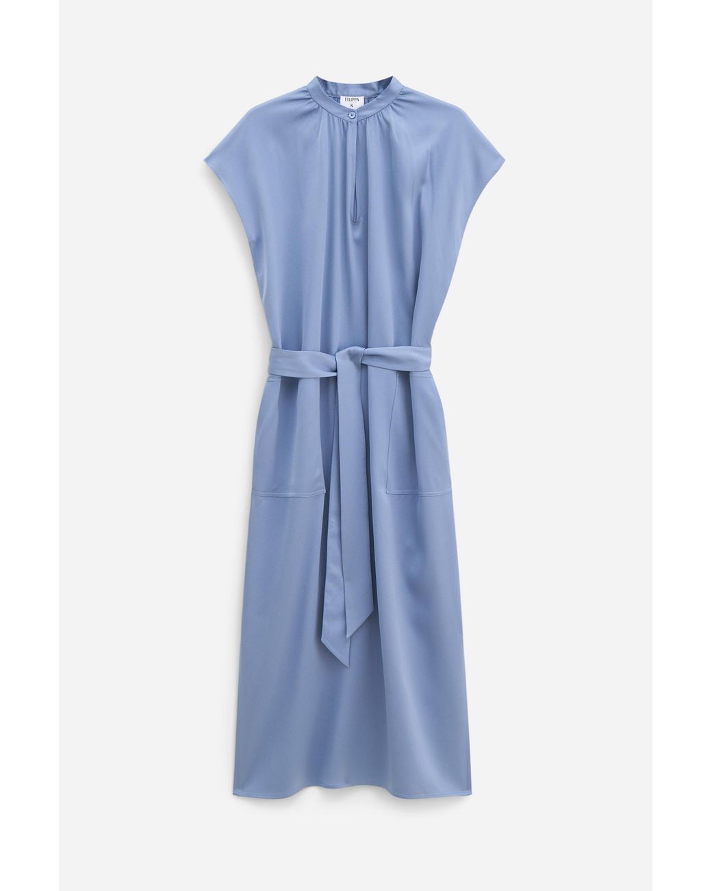 Filippa K Blue Belted Stand Collar Dress