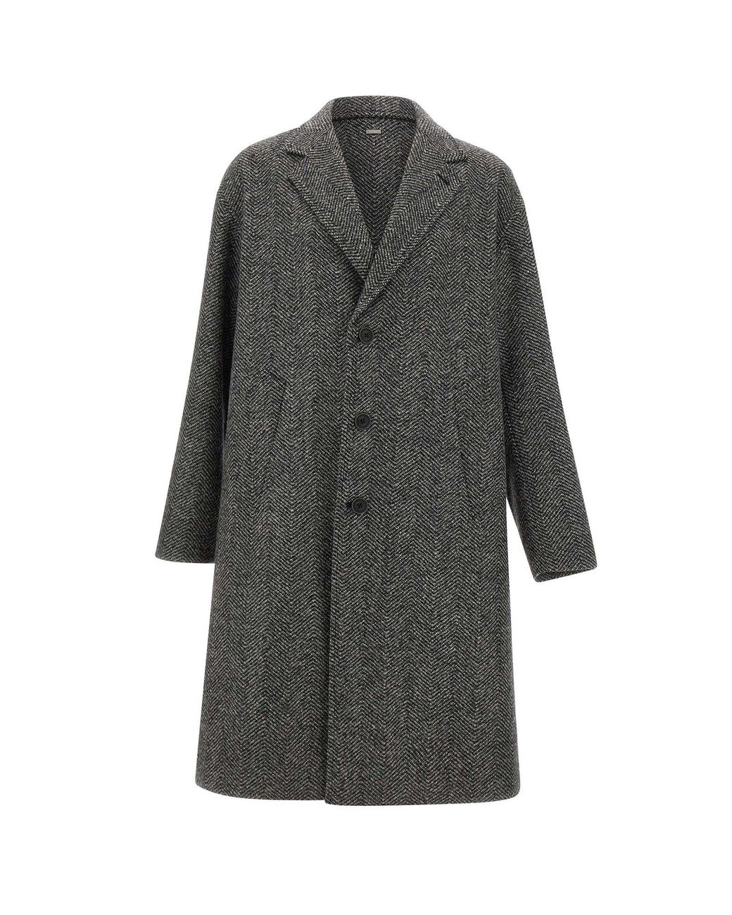 Cappotto Lungo Chevron di Herno in Gray da Uomo