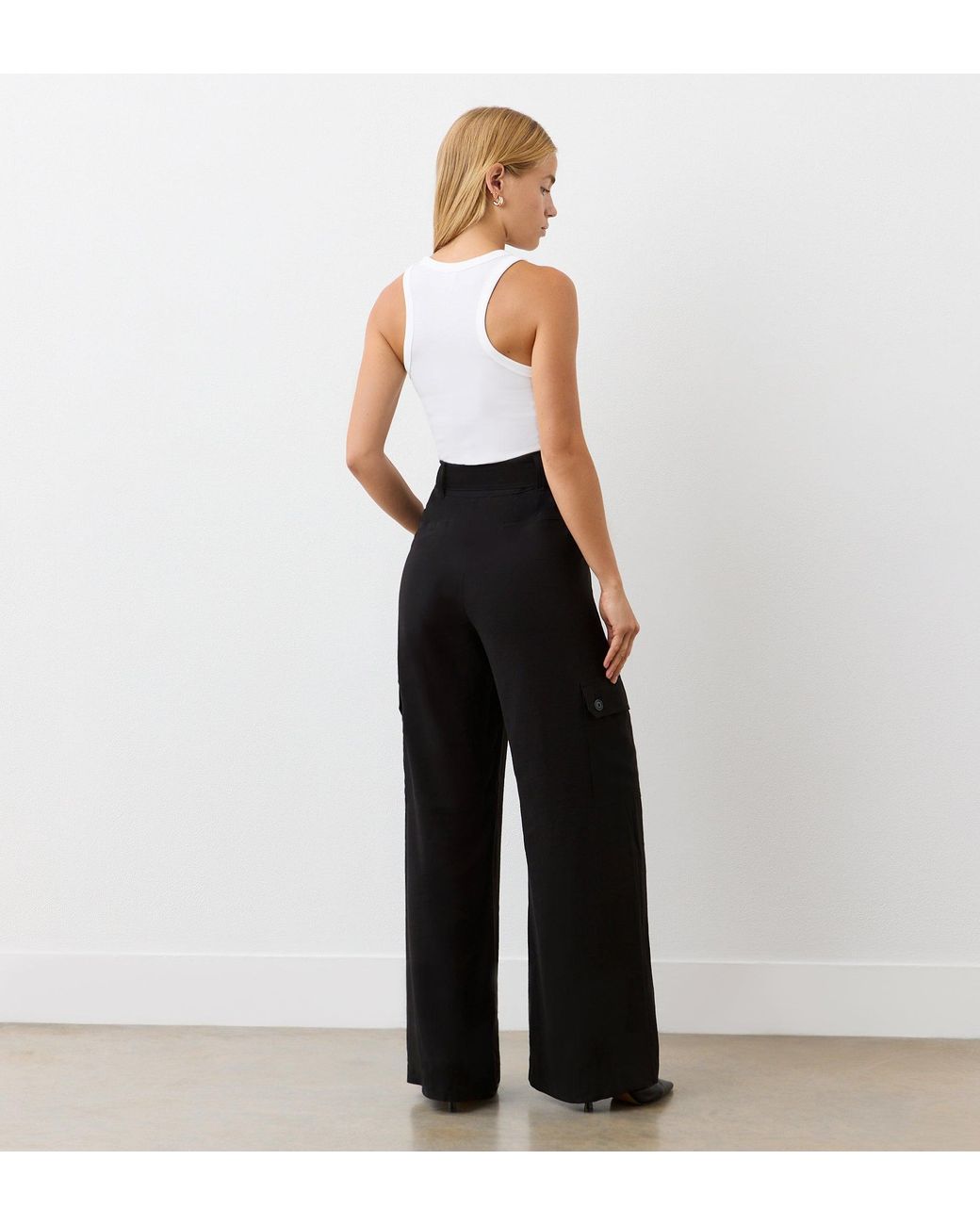 Finery London Black Maxine Wide Leg Trousers