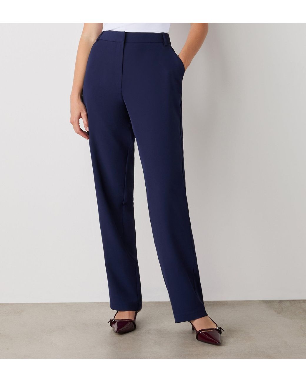 Finery London Blue Harper Straight Leg Trousers