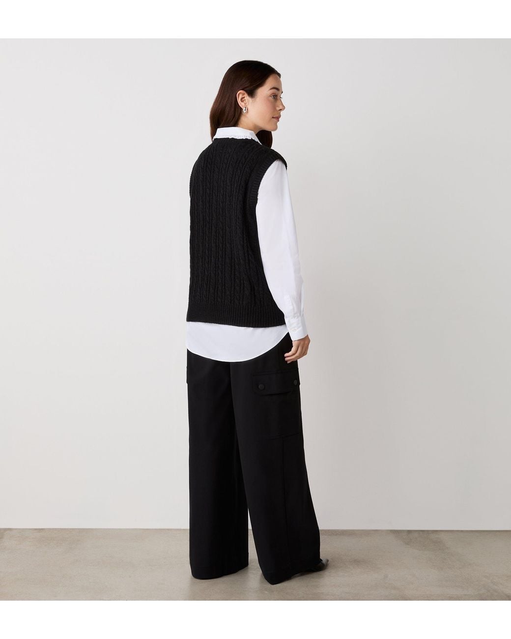 Finery London Black Primrose Crew Neck Knitted Vest