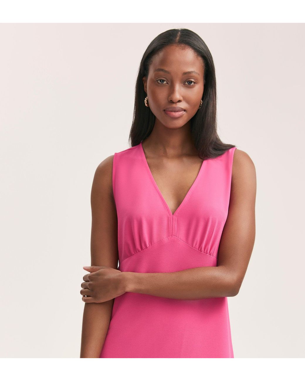 Finery London Pink Brionie Crepe Sleeveless Midi Dress