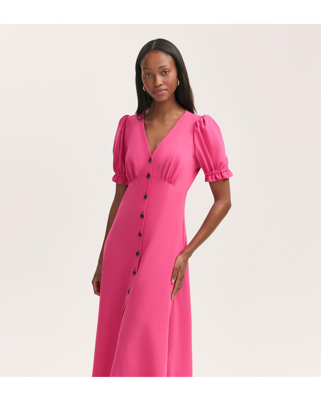 Finery London Pink Alia Crepe Midi Dress