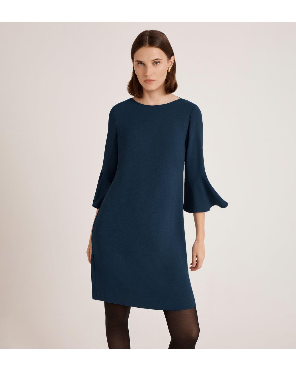 Finery London Blue Izzy Crepe Knee Length Dress