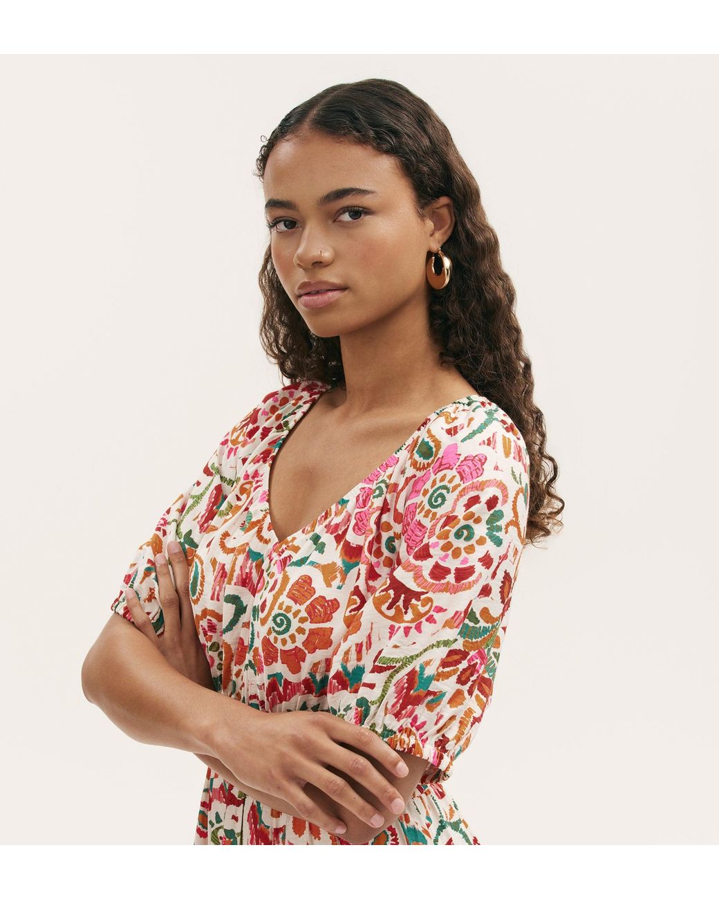 Finery London Pink Estee Midi Smock Dress