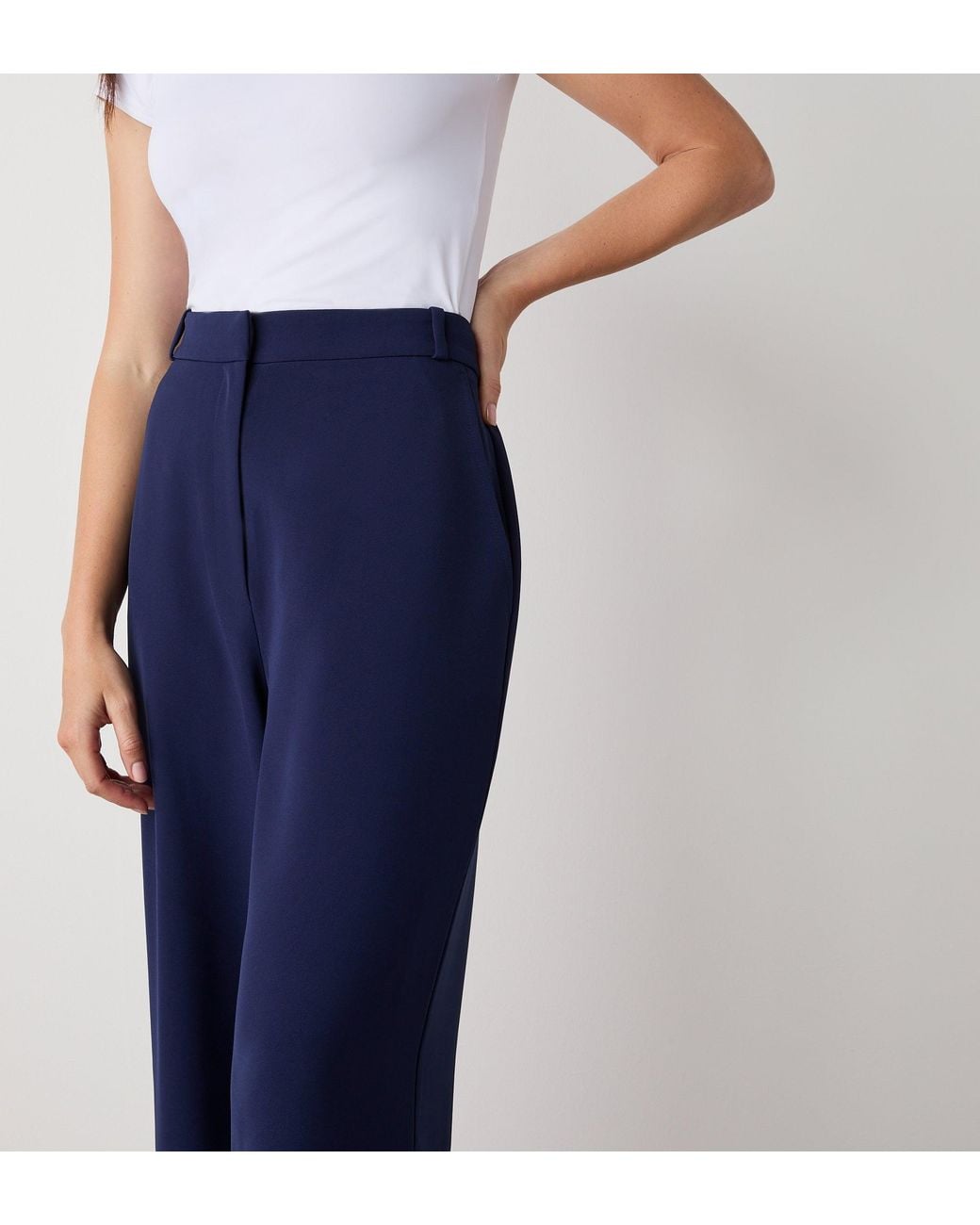 Finery London Blue Addie Wide Leg Trousers
