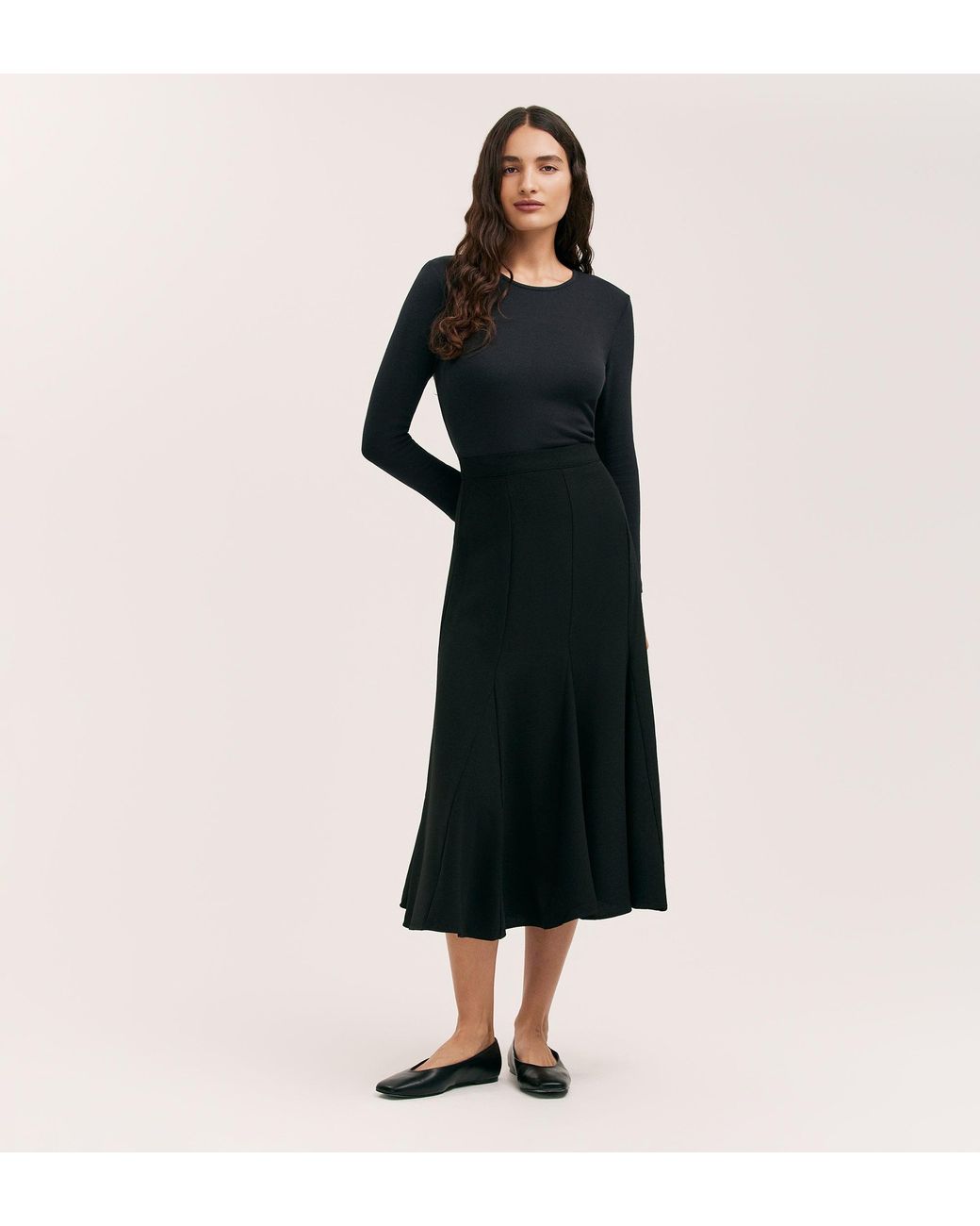 Finery London Black Fabiola Crepe Midi Skirt