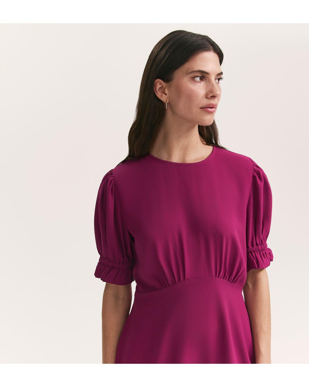Finery London Purple Mela Chiffon Midi Tea Dress