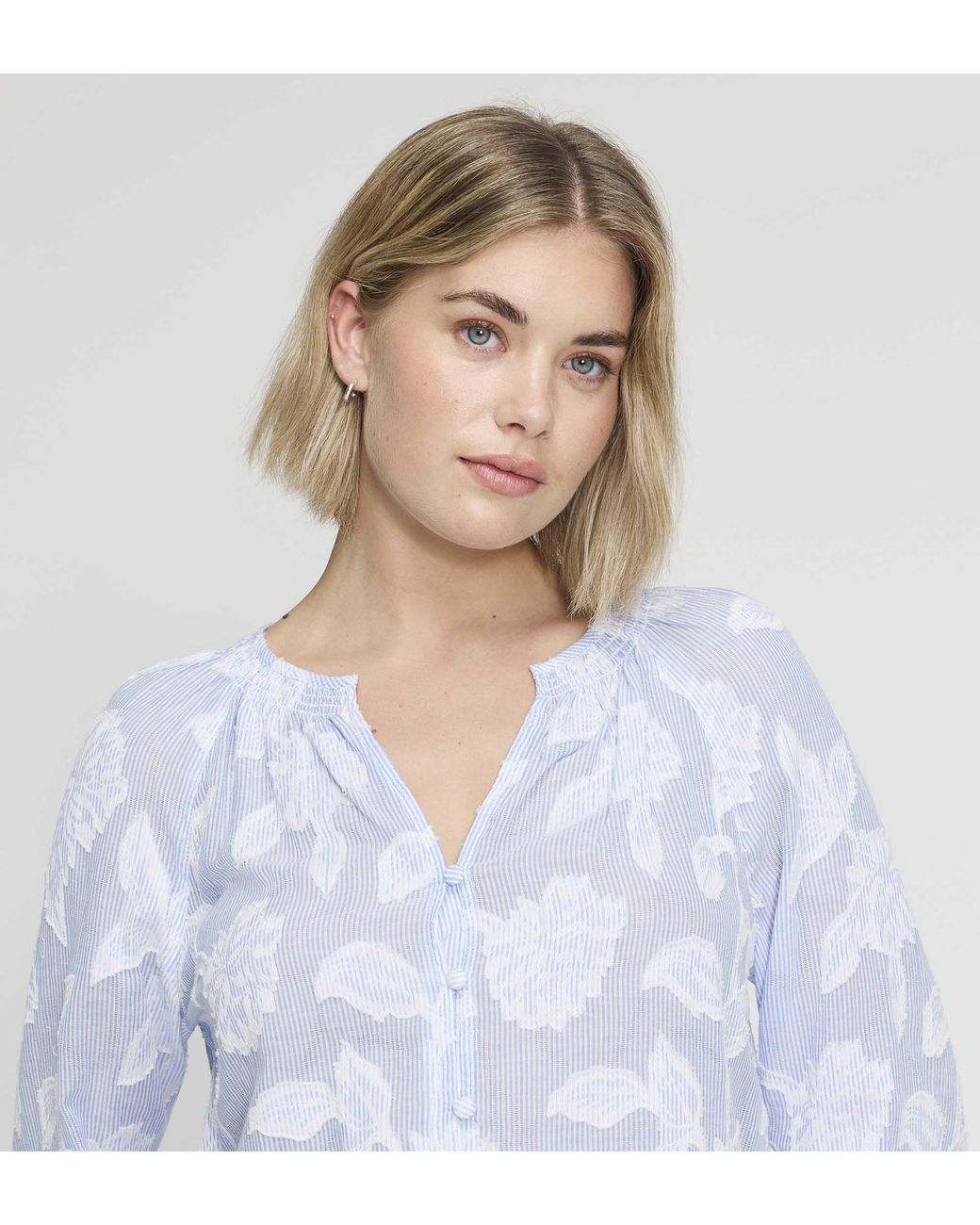 Finery London White Ivie Jacquard Stripe Button-Through Blouse
