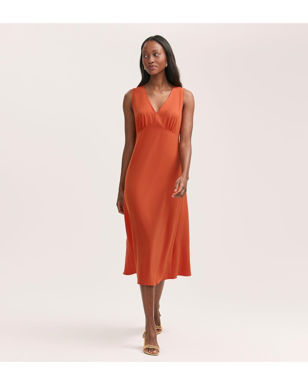 Finery London Red Brionie Crepe Sleeveless Midi Dress