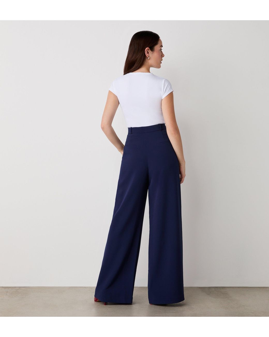 Finery London Blue Addie Wide Leg Trousers