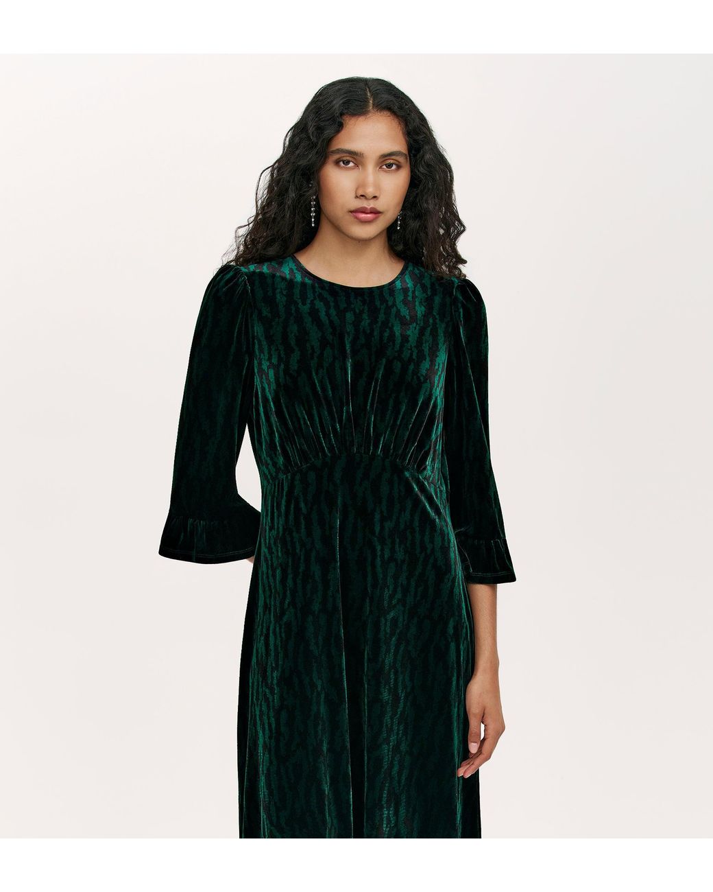 Finery London Black Scarlett Velvet Midi Dress