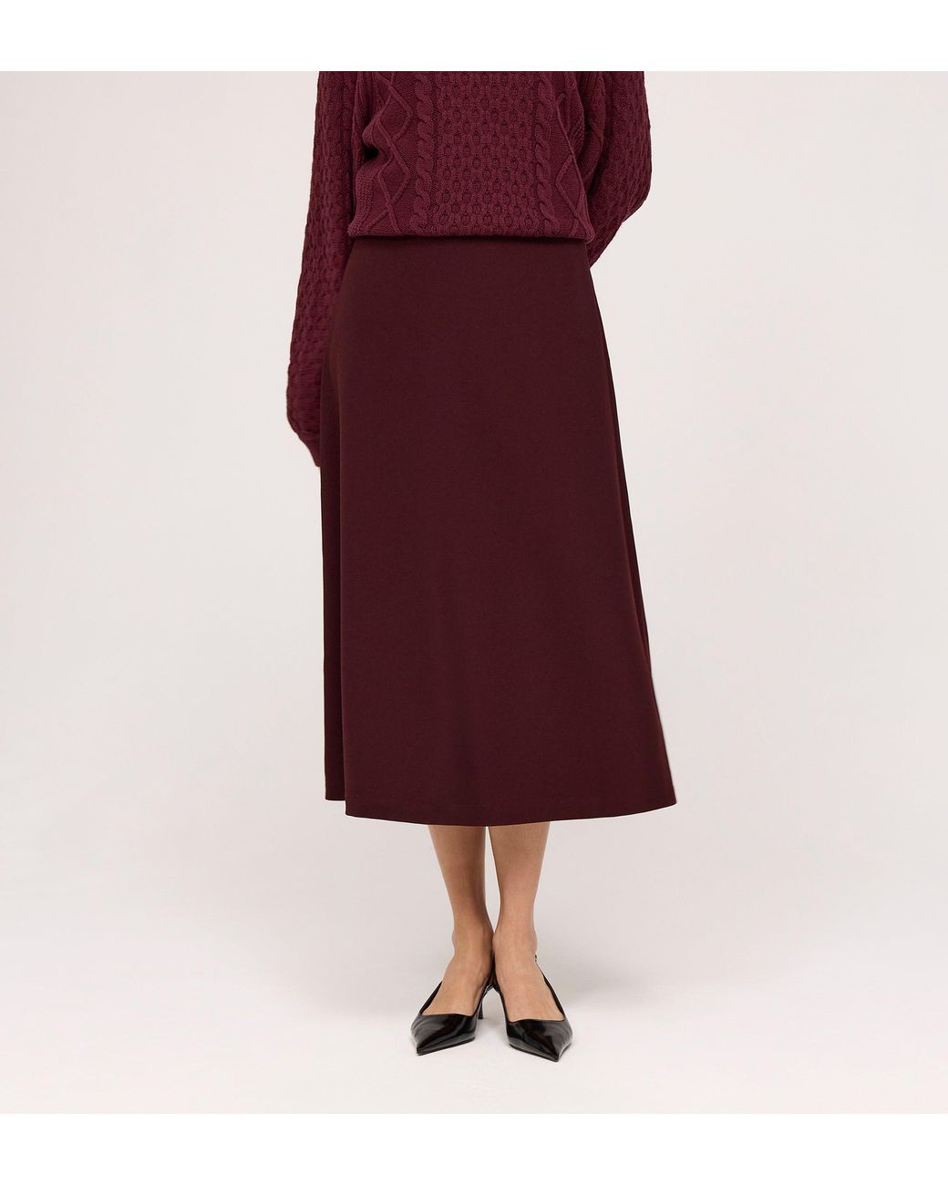 Finery London Red Ramona Gaberdine Twill Midi Skirt