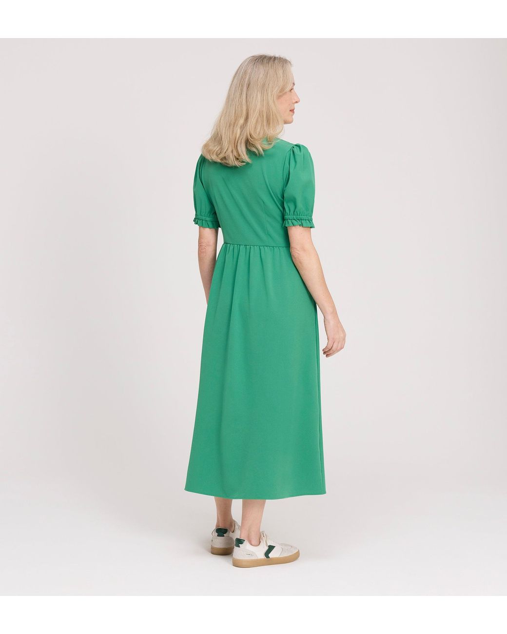 Finery London Green Samantha Button Through Midi Dress